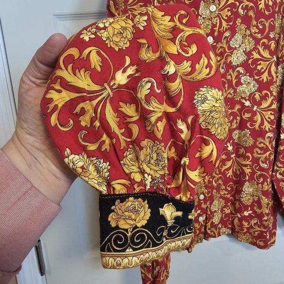 Vintage Button Down Ballon Sleeve Floral Old Money Blouse - Picture 5 of 5